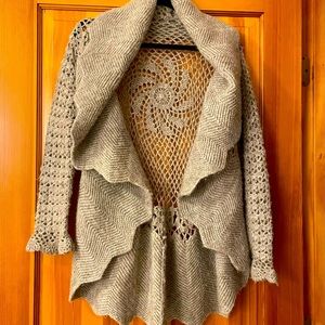 Crochet Beige Sweater, Small